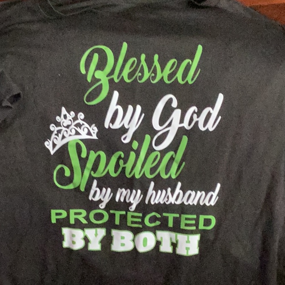 Green and White Graphic Women's Crew Neck Sweater